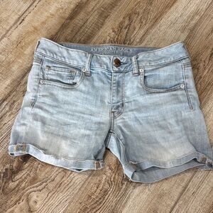 American Eagle Light Wash Midi Shorts